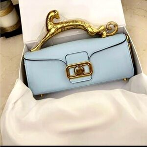 100% GENUINE LEATHER CAT HANDLE LUXURY BAG + LEATHER STRAP + DUST BAG